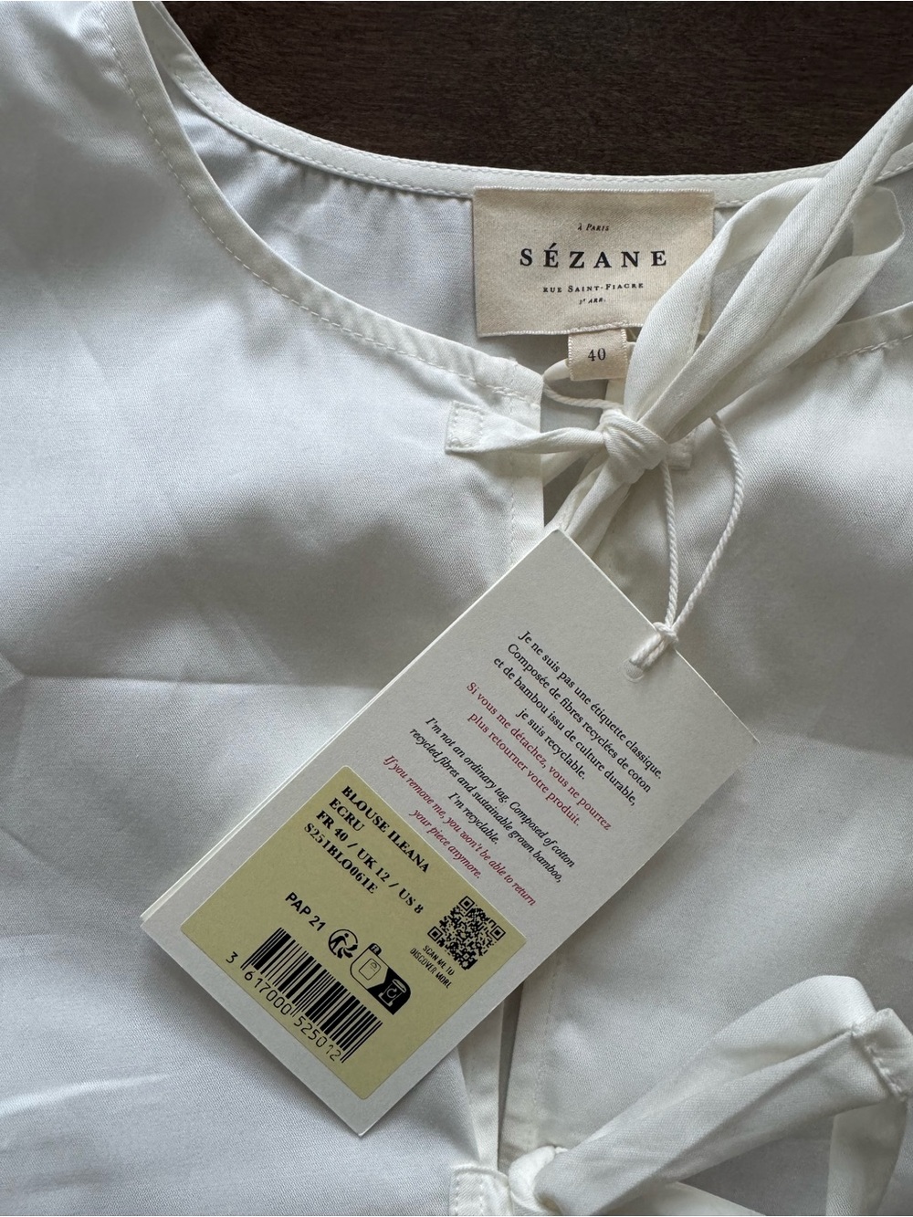 NWT Sezane ILEANA Blouse - Picture 7 of 7